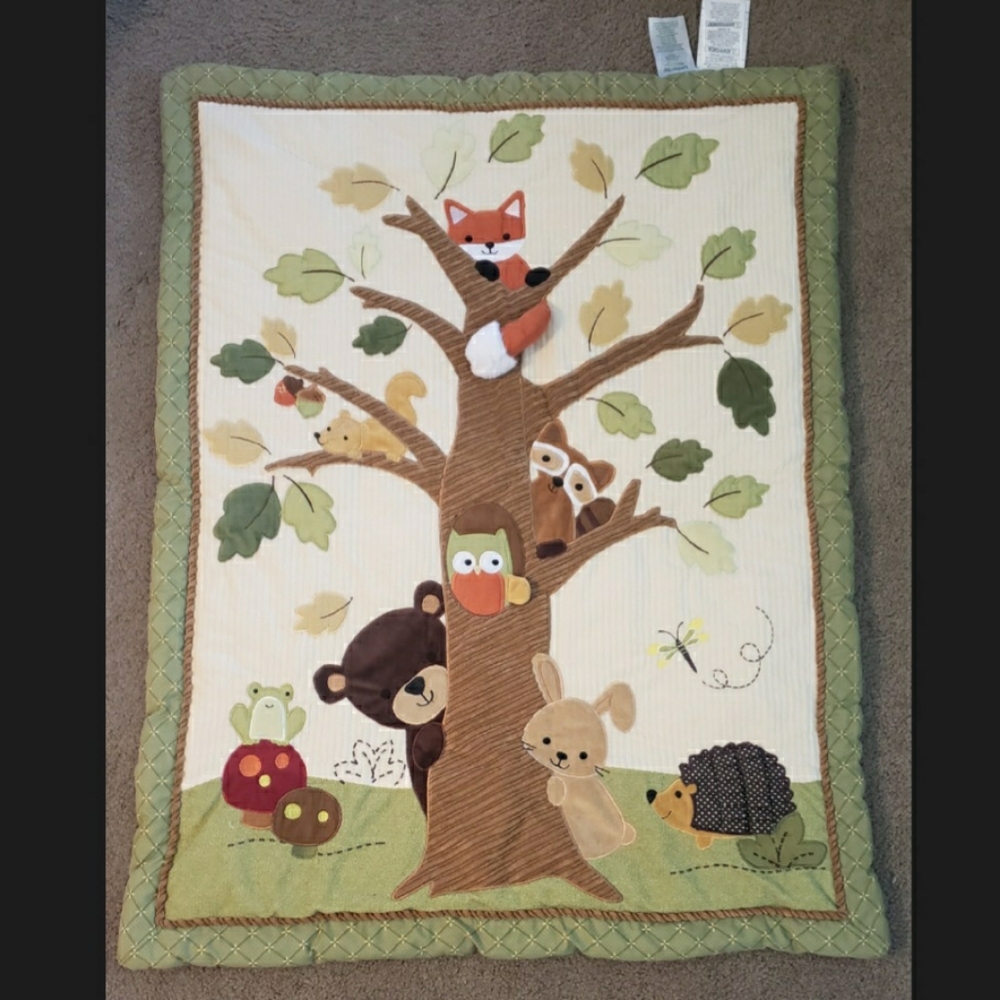 Lambs & Ivy Forest Crib Bedding Quilted Baby Blanket Comforter  Woodland Nature